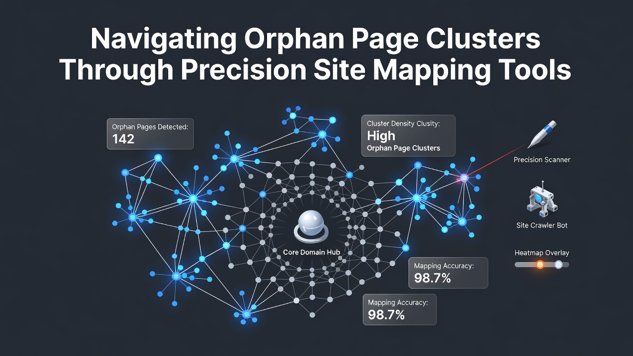 Detailed cluster analysis report highlighting orphan page groups and recommended linking pathways generated by site mapping software